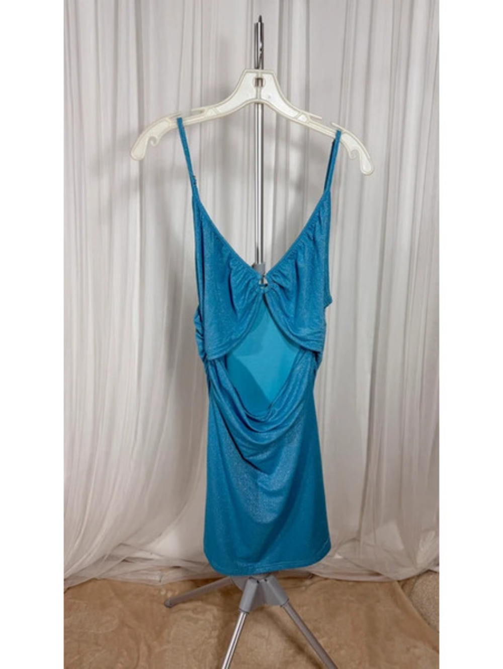 Princess Polly Blue Shimmer Cutout Mini Dress Size 10 US